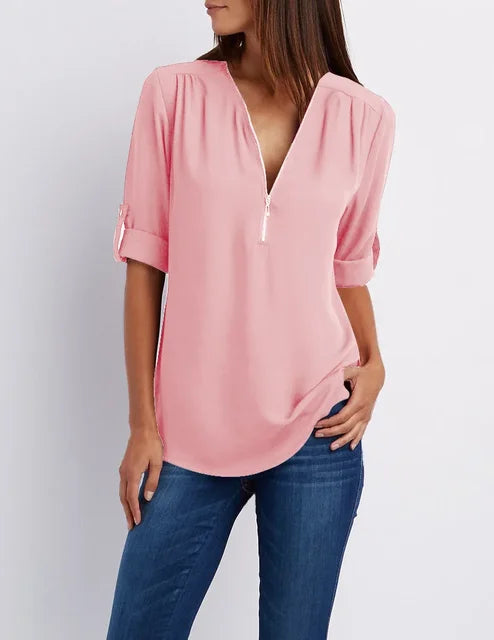 Xanthe Half Zip Cotton Pullover
