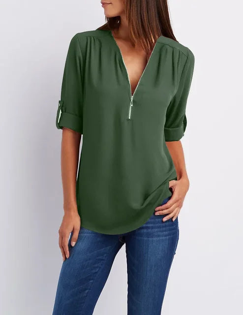 Xanthe Half Zip Cotton Pullover