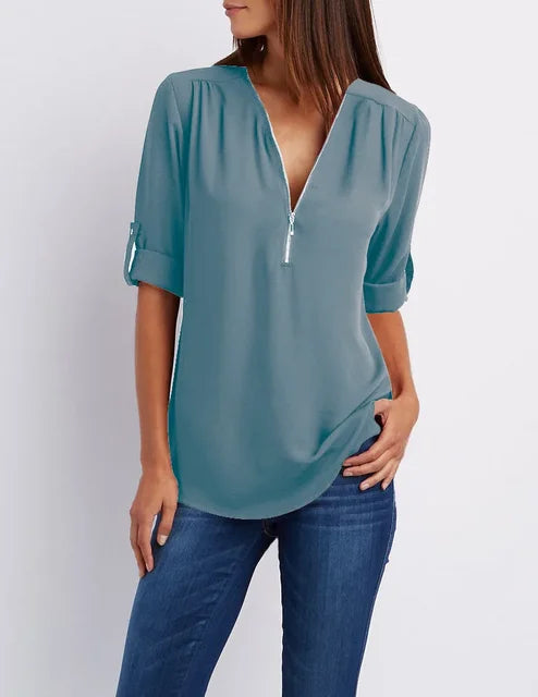 Xanthe Half Zip Cotton Pullover