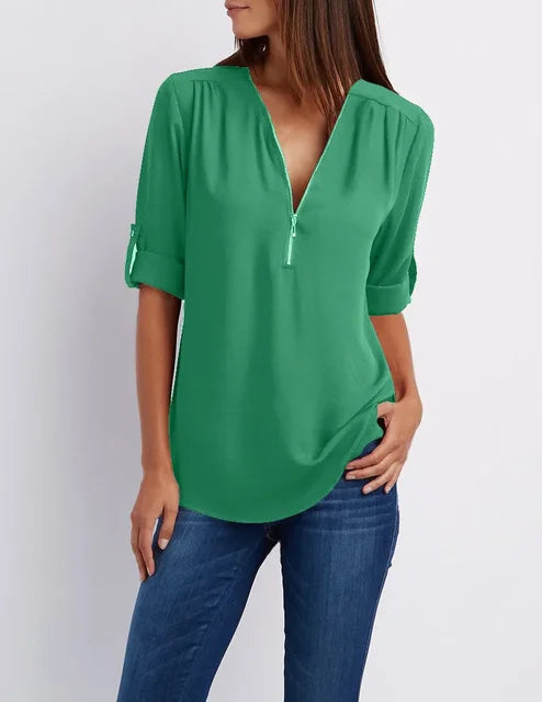 Xanthe Half Zip Cotton Pullover