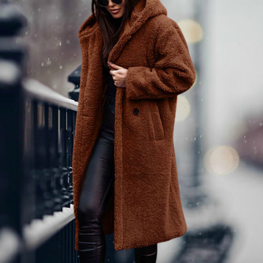 Jana Long Hooded Sherpa Coat