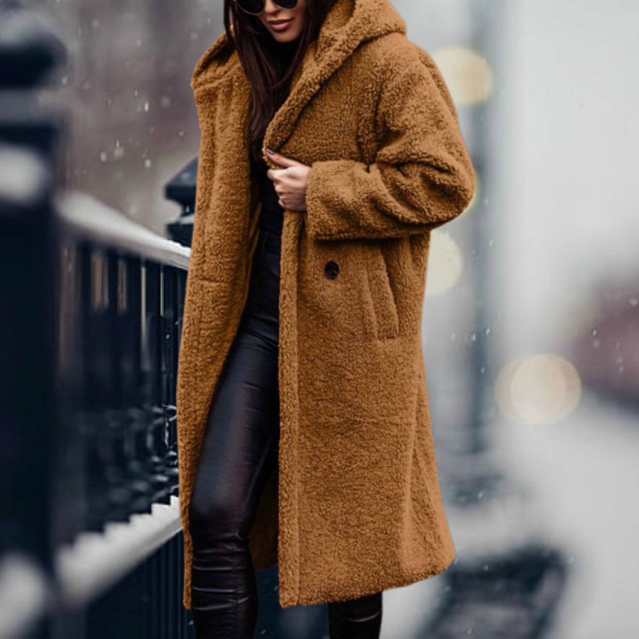 Jana Long Hooded Sherpa Coat