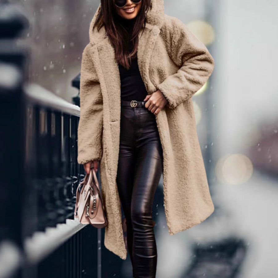 Jana Long Hooded Sherpa Coat