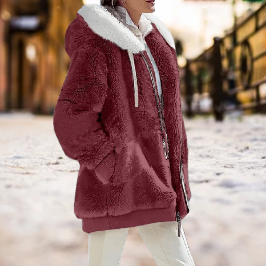 Adriane Plush Lined Hooded Zip Jacket