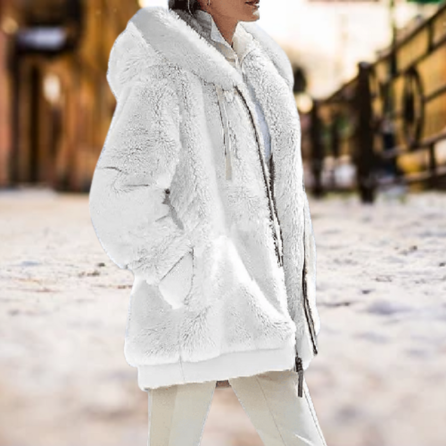 Adriane Plush Lined Hooded Zip Jacket
