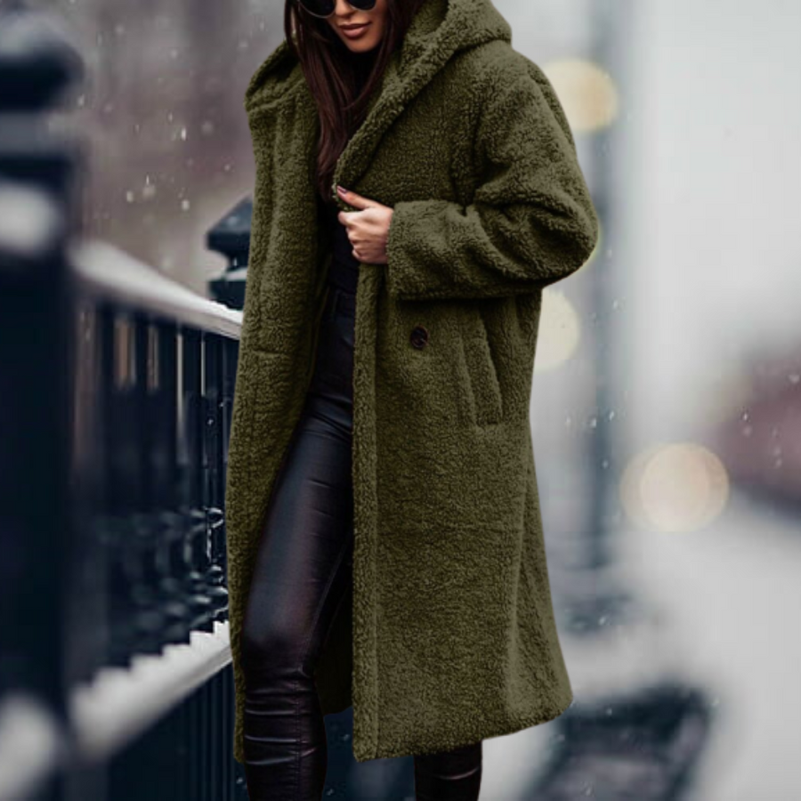 Jana Long Hooded Sherpa Coat