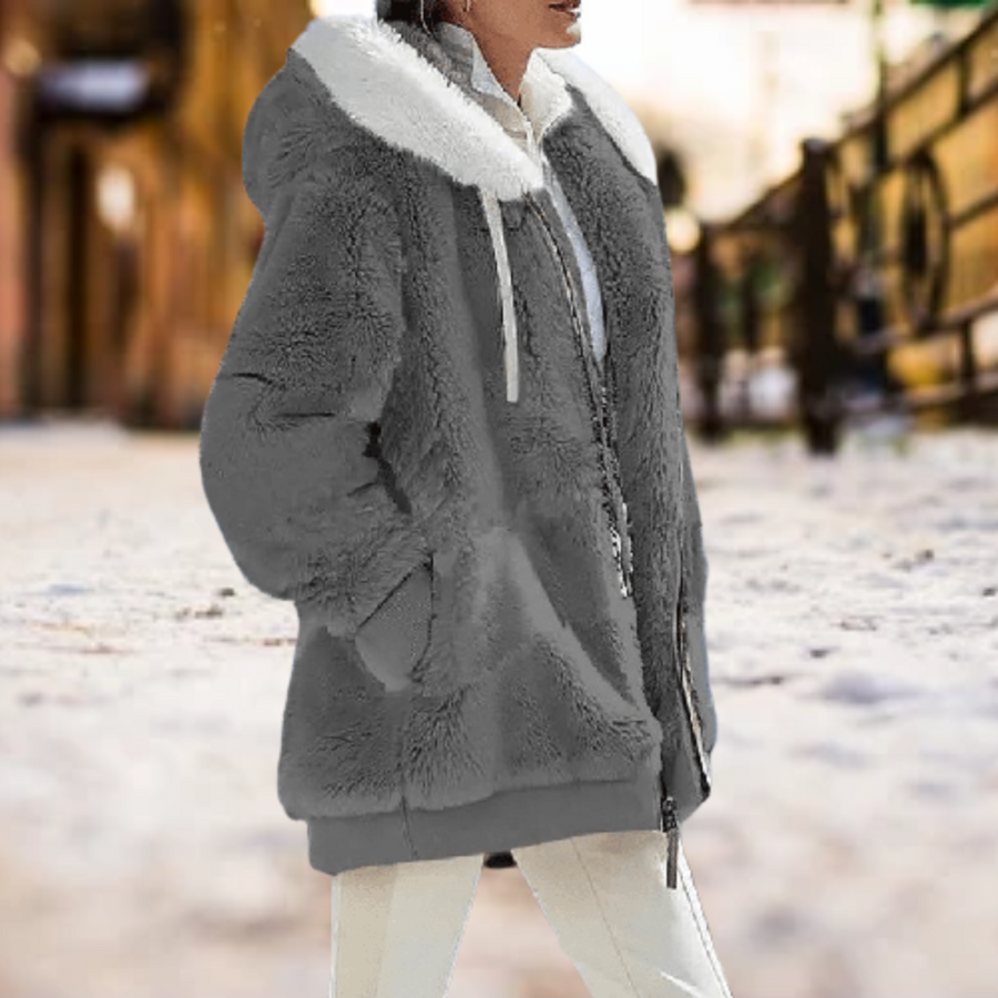 Adriane Plush Lined Hooded Zip Jacket