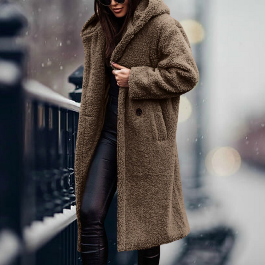 Jana Long Hooded Sherpa Coat