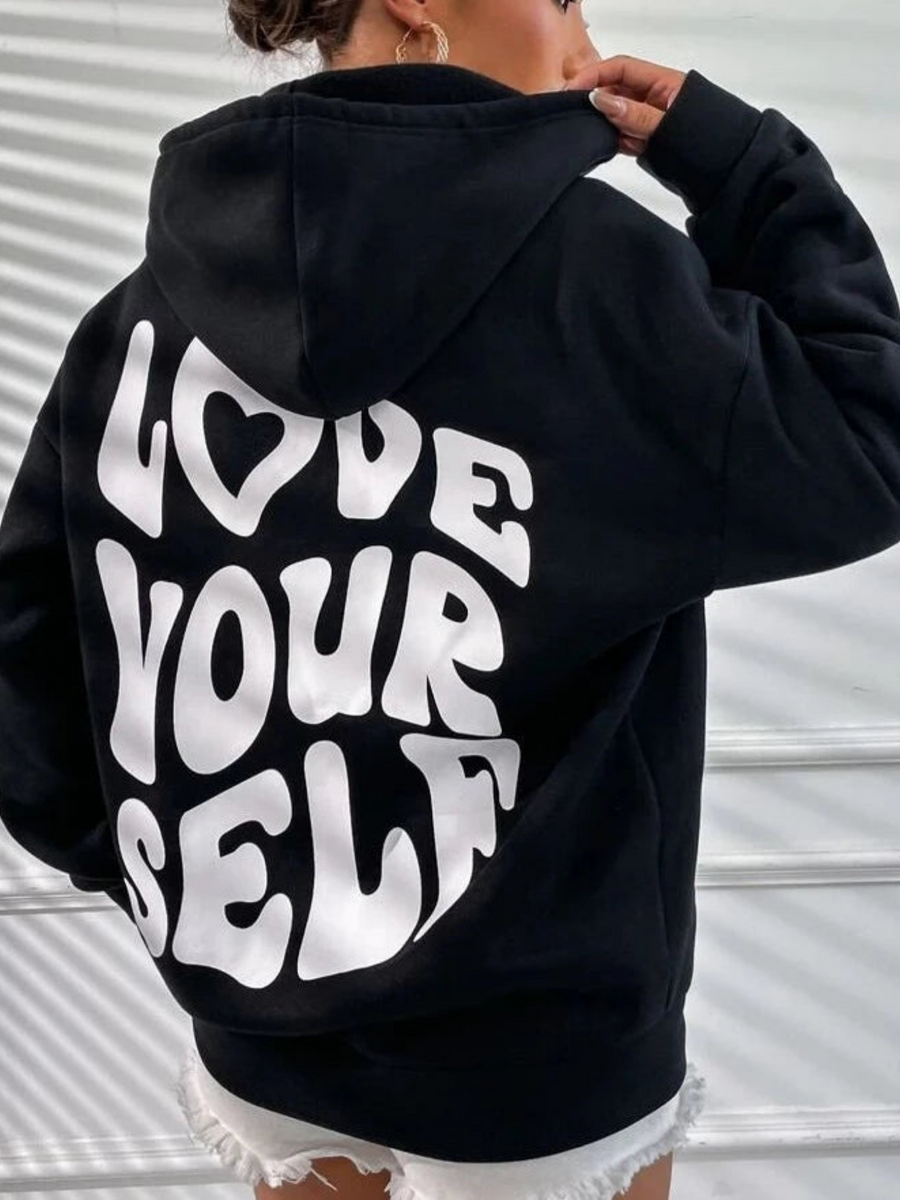 Kalea Oversized Love Yourself Back Print Hoodie