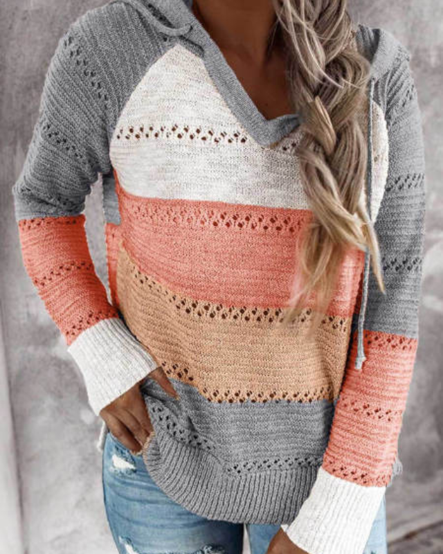 Mirja Striped Pointelle Knit Hoodie