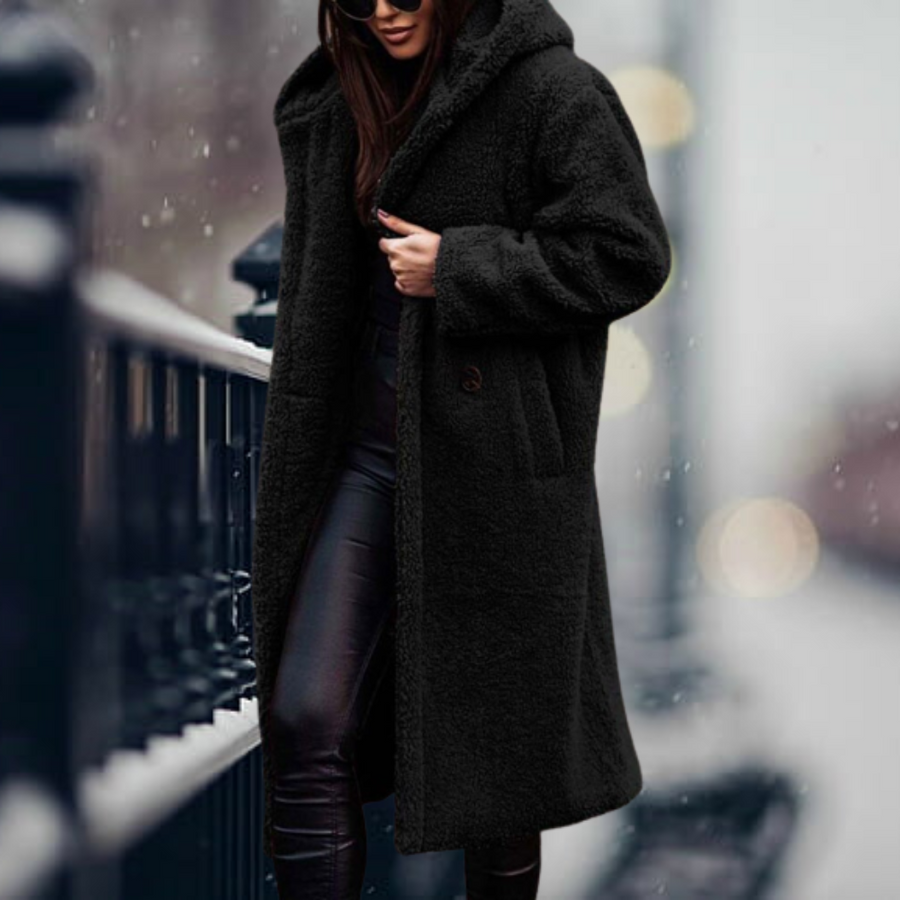 Jana Long Hooded Sherpa Coat