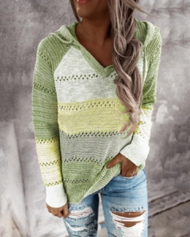 Mirja Striped Pointelle Knit Hoodie