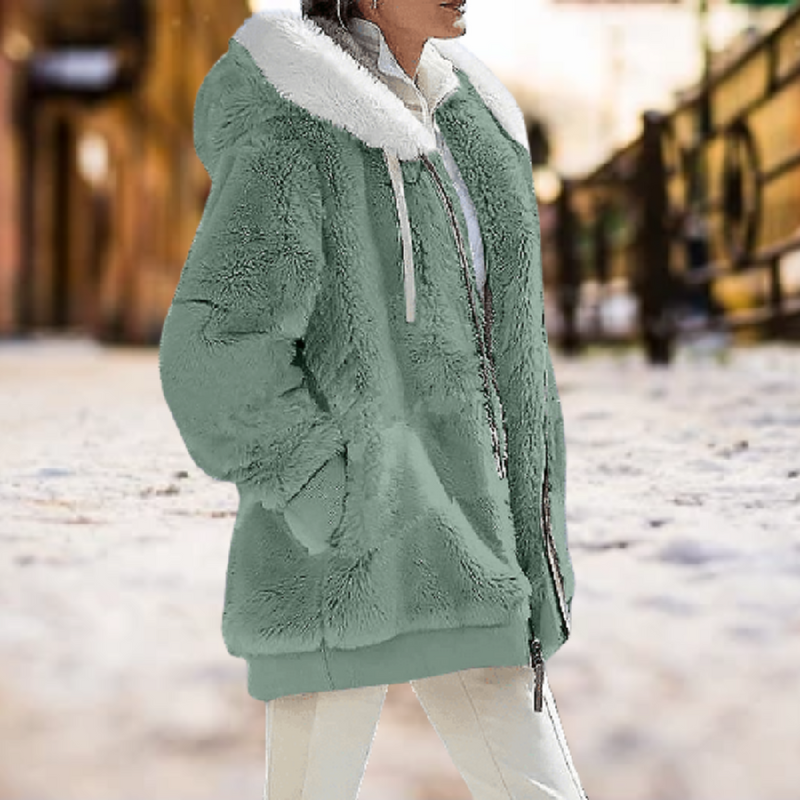 Adriane Plush Lined Hooded Zip Jacket