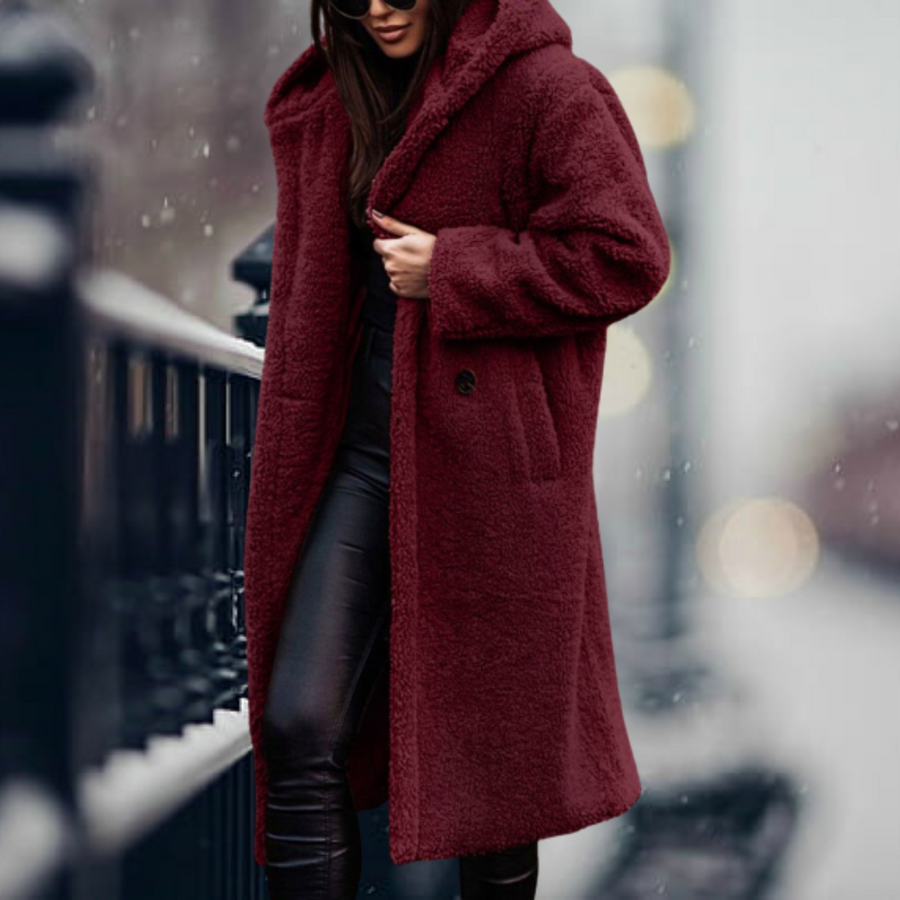 Jana Long Hooded Sherpa Coat