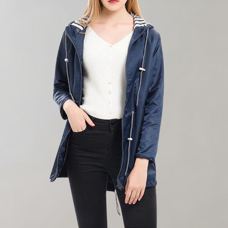 Vada Long Water Resistant Hooded Raincoat