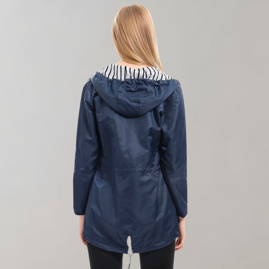 Vada Long Water Resistant Hooded Raincoat