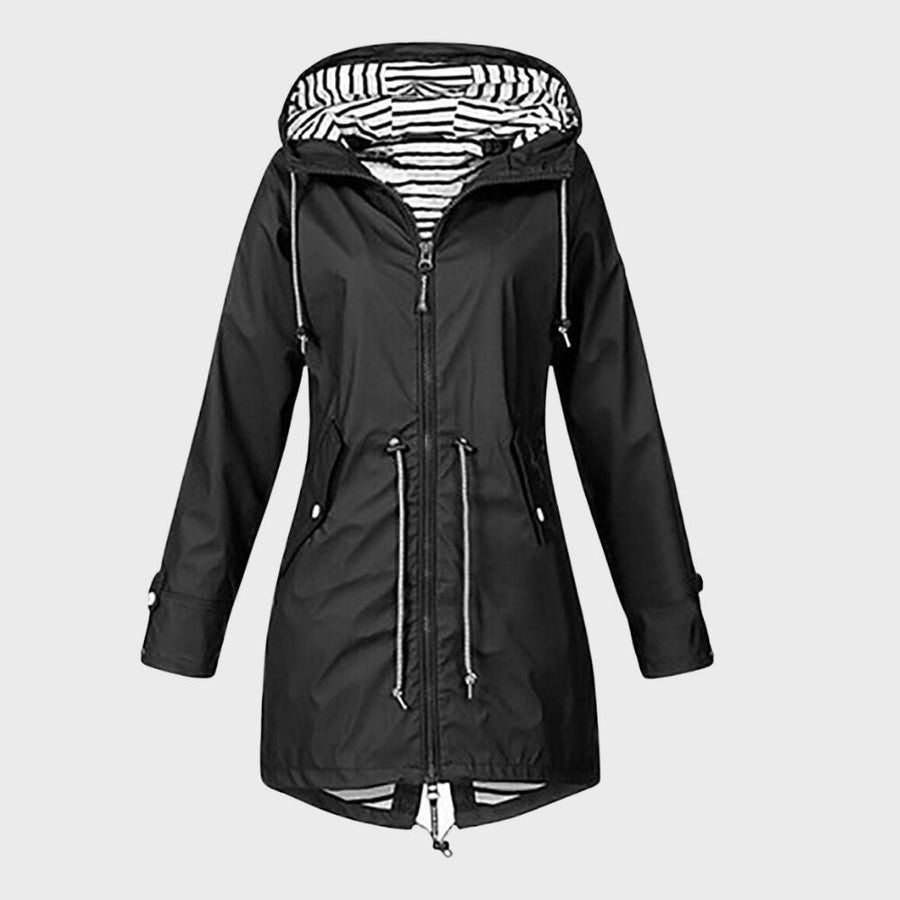 Vada Long Water Resistant Hooded Raincoat