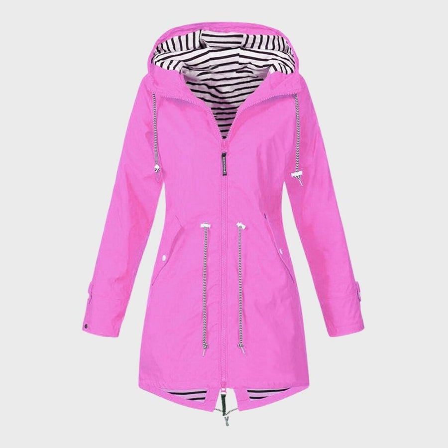 Vada Long Water Resistant Hooded Raincoat