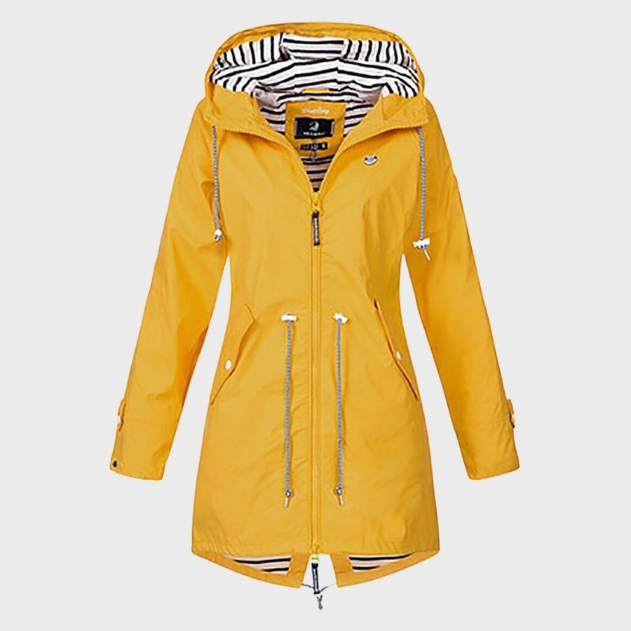 Vada Long Water Resistant Hooded Raincoat
