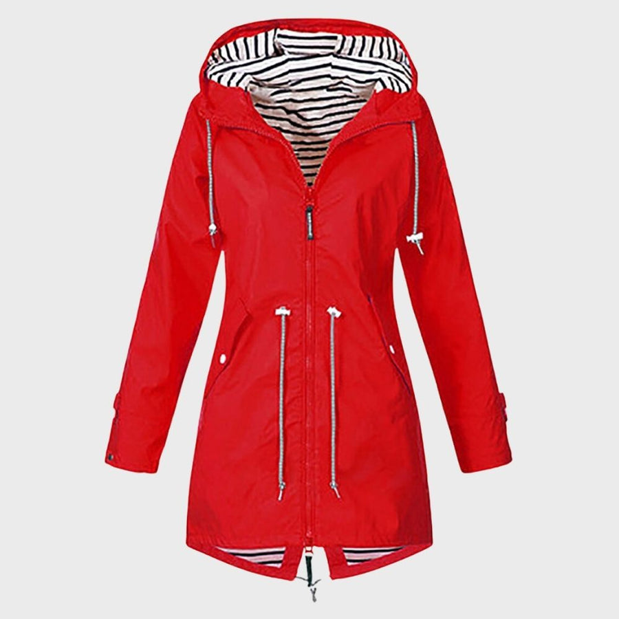 Vada Long Water Resistant Hooded Raincoat