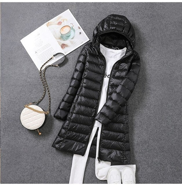 Rafaela Long Packable Hooded Puffer Coat