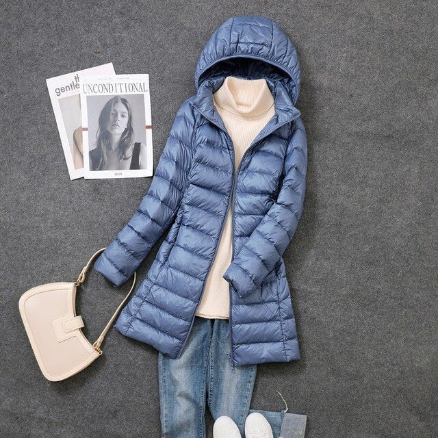 Rafaela Long Packable Hooded Puffer Coat