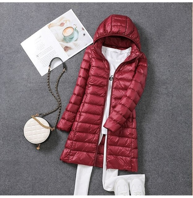 Rafaela Long Packable Hooded Puffer Coat