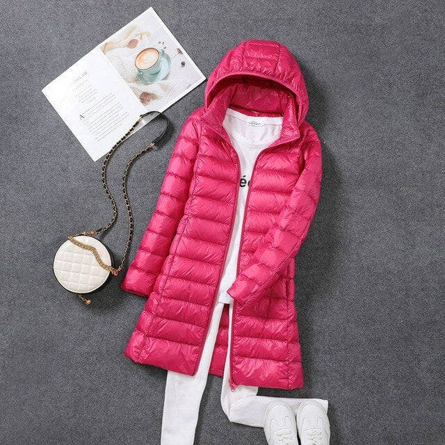Rafaela Long Packable Hooded Puffer Coat