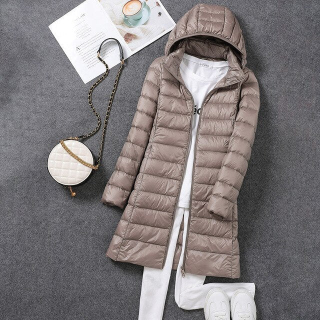 Rafaela Long Packable Hooded Puffer Coat
