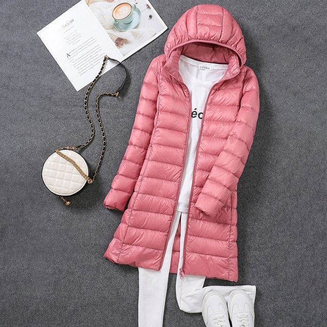 Rafaela Long Packable Hooded Puffer Coat