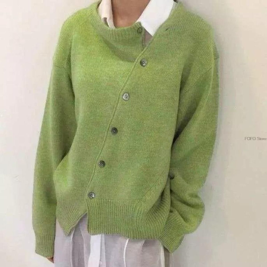 Erika Asymmetric Button Cashmere Cardigan