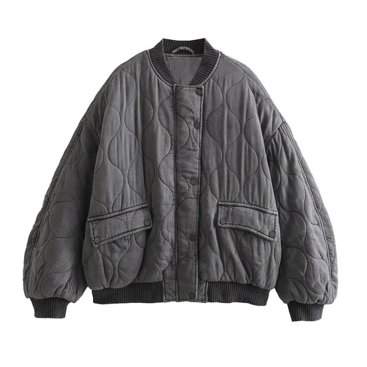 Elina Oversized Quilted Bomber Jacket