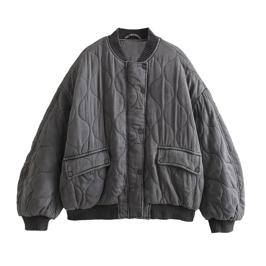 Elina Oversized Quilted Bomber Jacket
