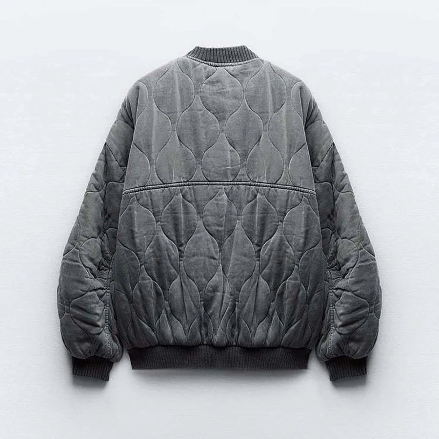 Elina Oversized Quilted Bomber Jacket