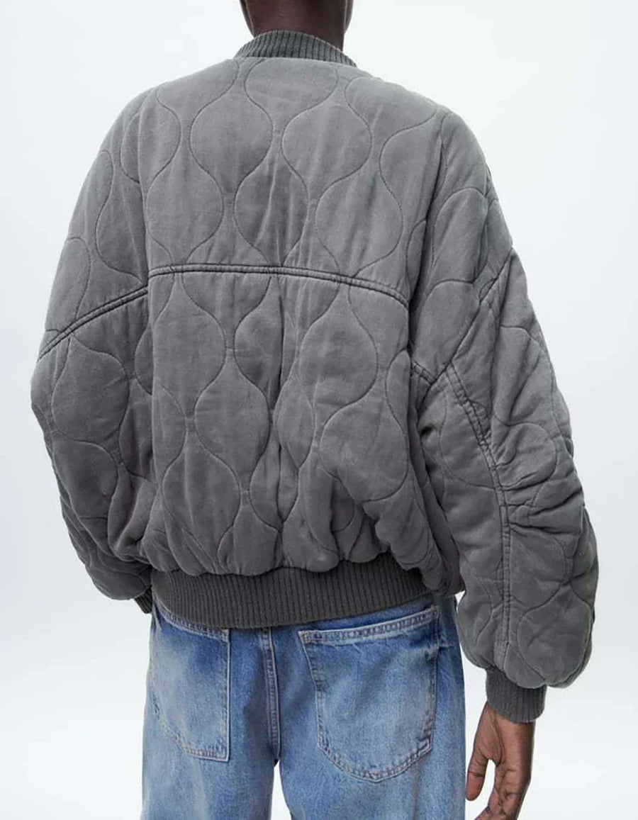 Elina Oversized Quilted Bomber Jacket