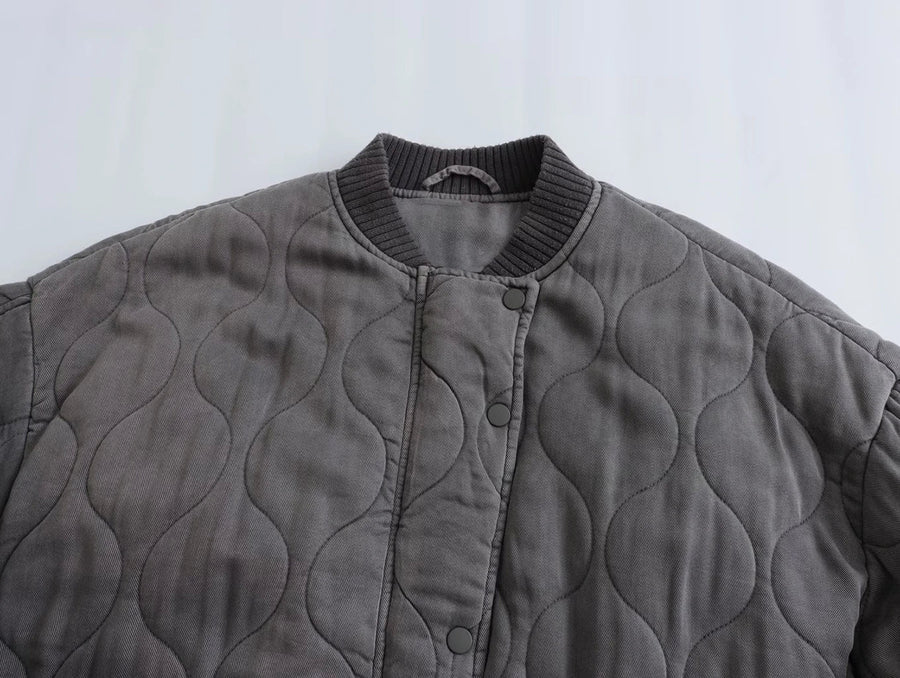 Elina Oversized Quilted Bomber Jacket