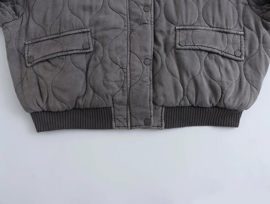 Elina Oversized Quilted Bomber Jacket