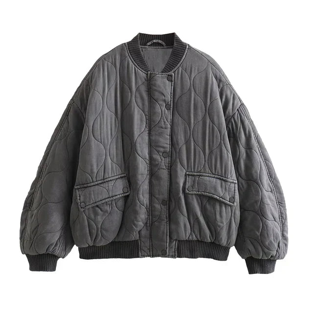 Elina Oversized Quilted Bomber Jacket