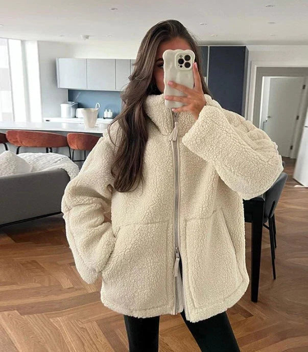 Nessa Oversized Teddy Fleece Zip Jacket