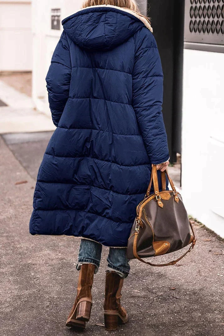 Tanja Long Reversible Sherpa Hooded Coat