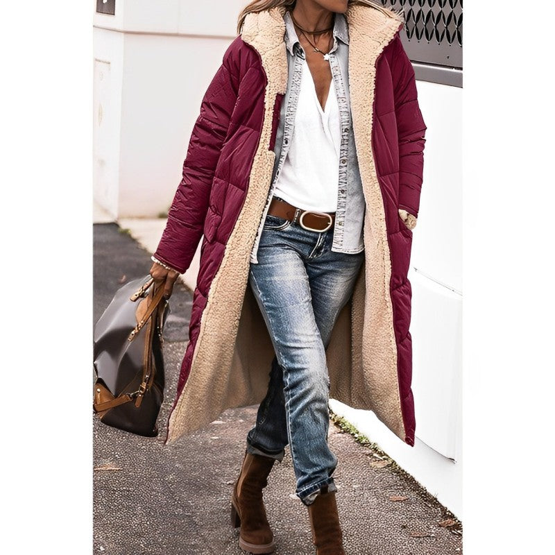 Tanja Long Reversible Sherpa Hooded Coat