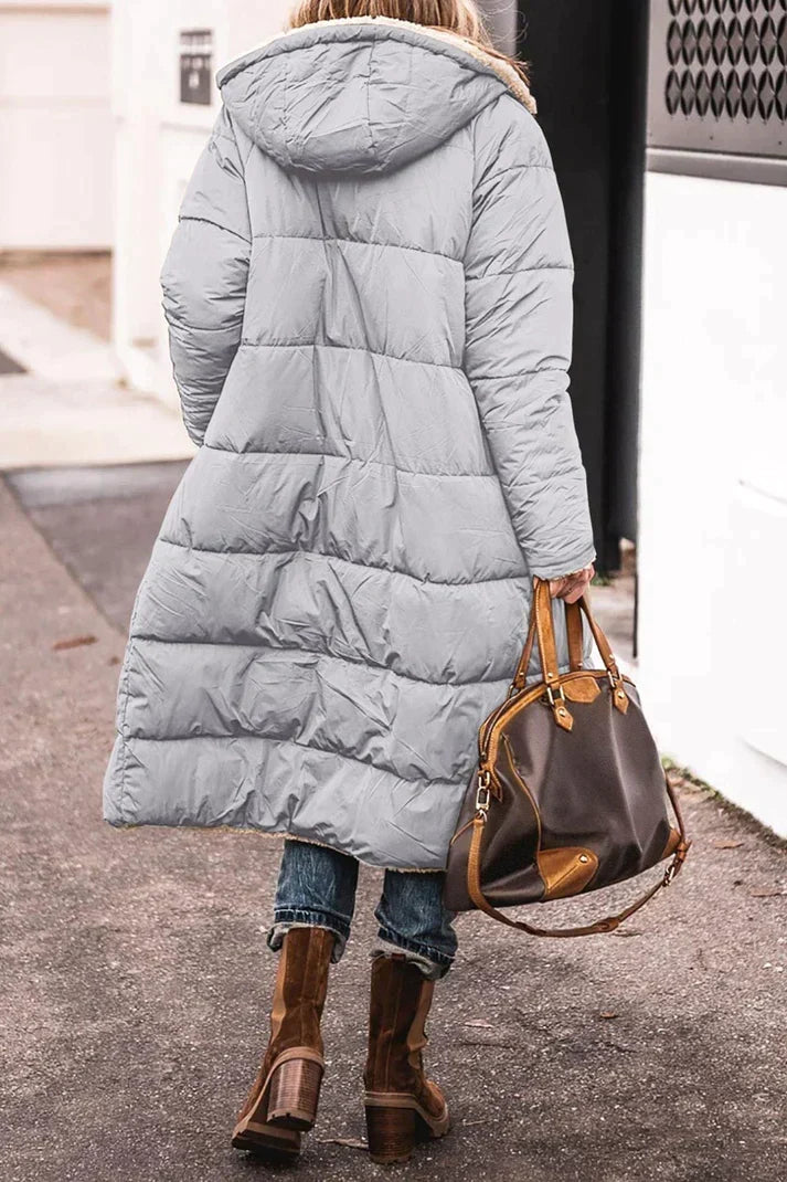 Tanja Long Reversible Sherpa Hooded Coat