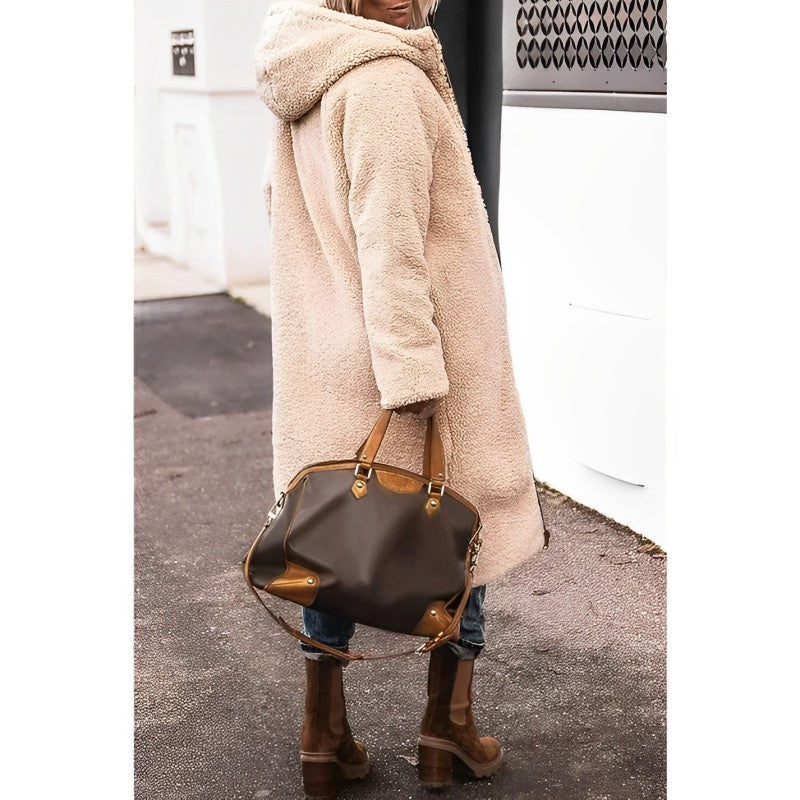 Tanja Long Reversible Sherpa Hooded Coat