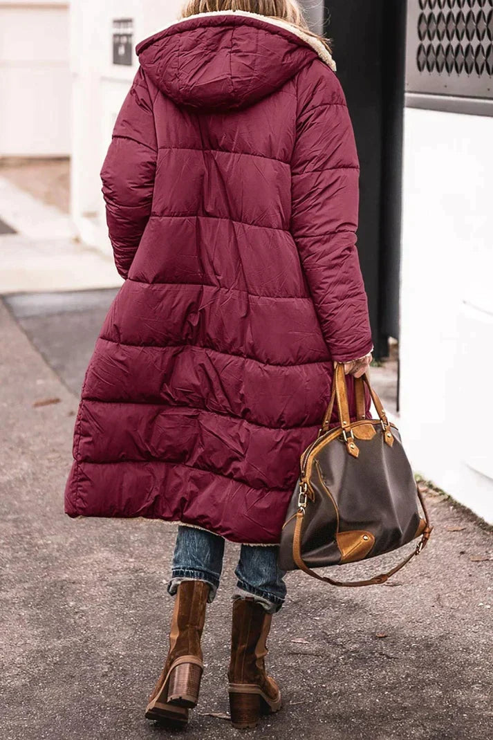 Tanja Long Reversible Sherpa Hooded Coat