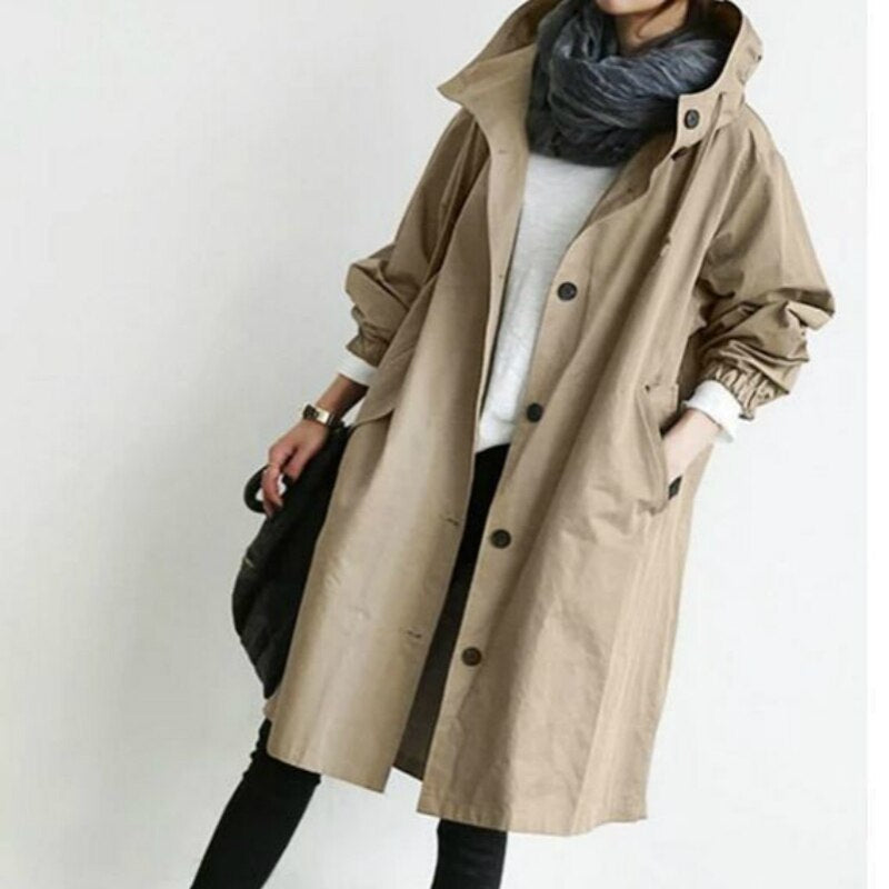 Vessa Long Hooded Trench Coat