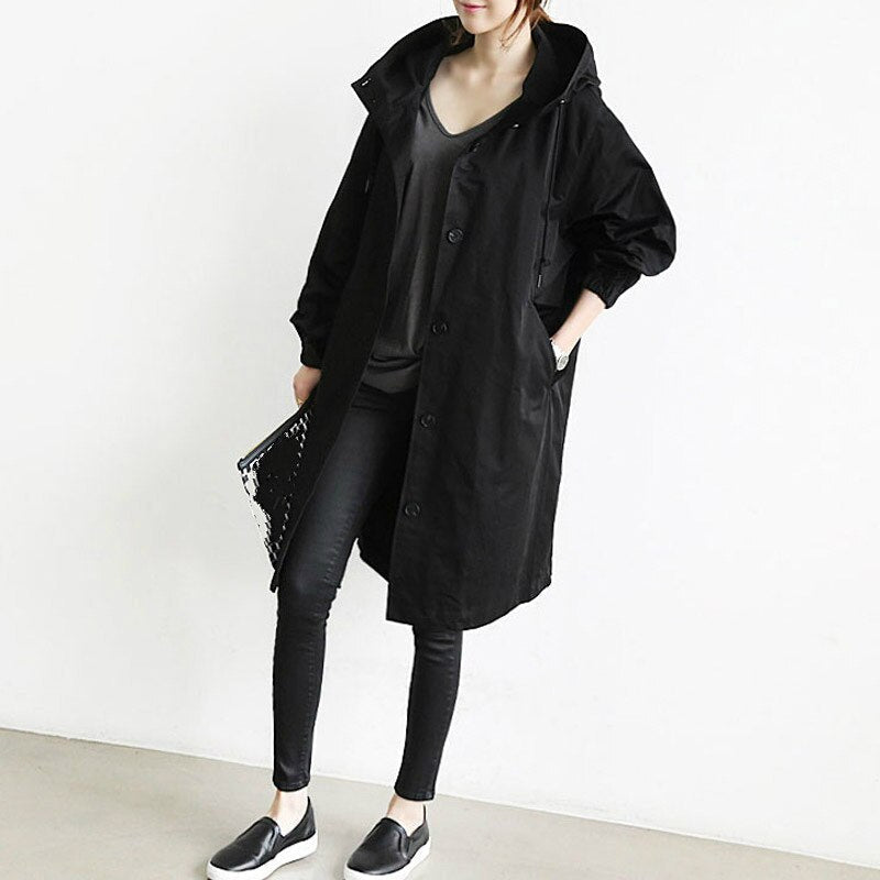 Vessa Long Hooded Trench Coat