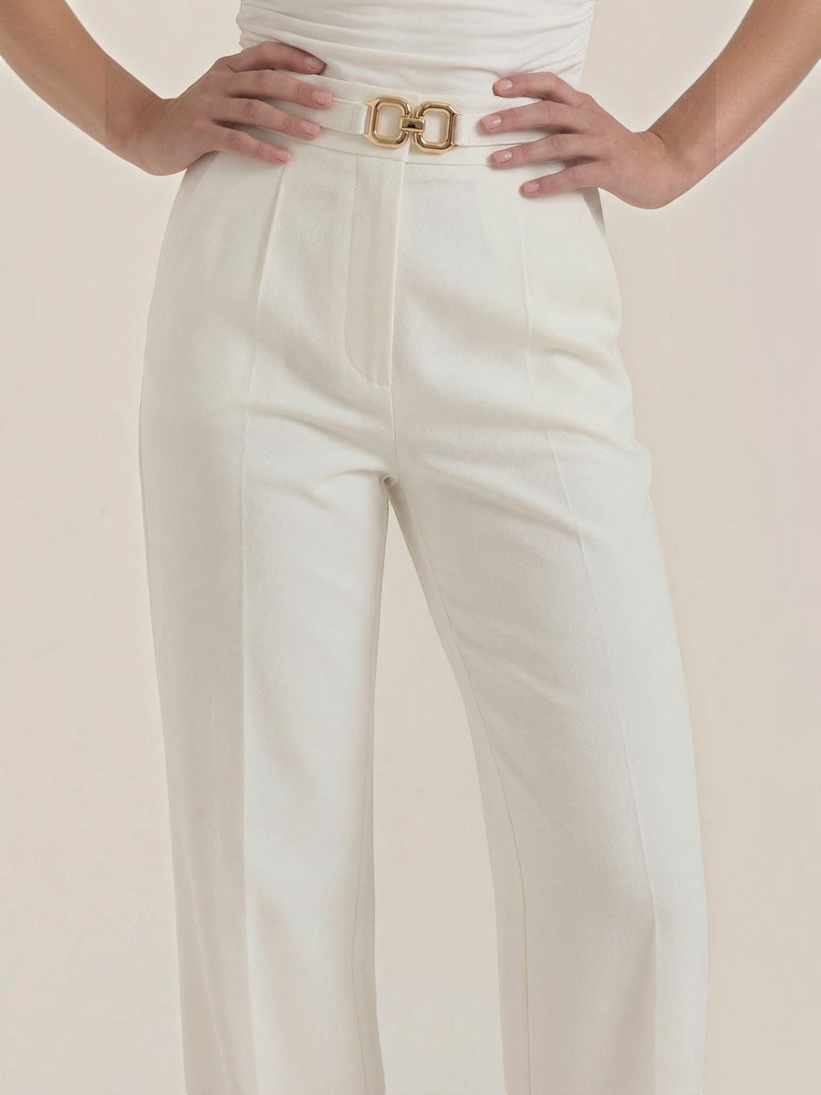 Maxine Buckle Detail Wide Leg Pants