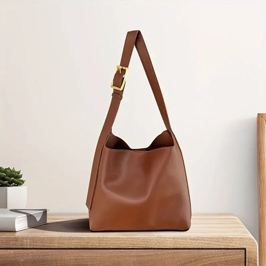 Talia Leather Hobo Bag with Wide Buckle Strap