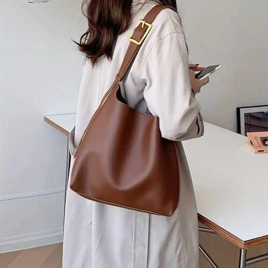 Talia Leather Hobo Bag with Wide Buckle Strap
