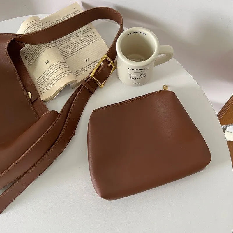 Talia Leather Hobo Bag with Wide Buckle Strap